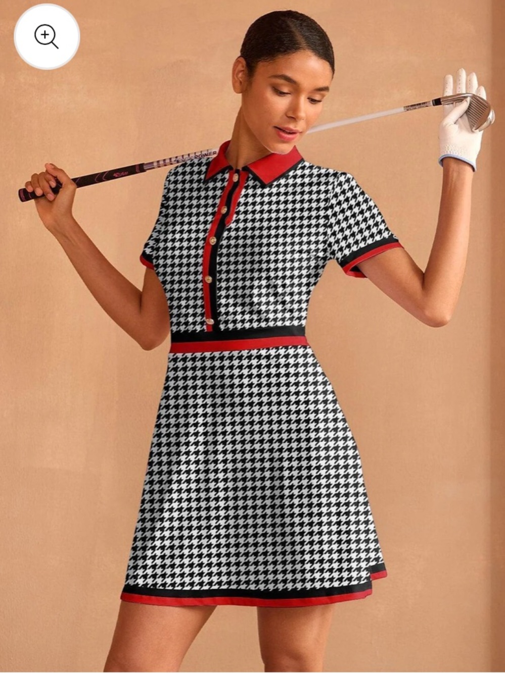 AceGolfs Houndstooth Golf Dress XS NWT A-Line Collared Tennis Pickleball Dress